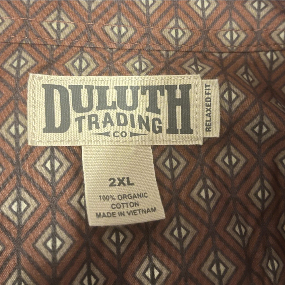 🛍️3 For $10🛍️ Duluth Trading Co Men's Rusty Burgundy Relaxed Fit Shirt, 2XL - Picture 6 of 9